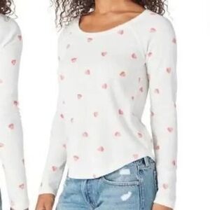 Lucky Brand White long sleeve top with hearts